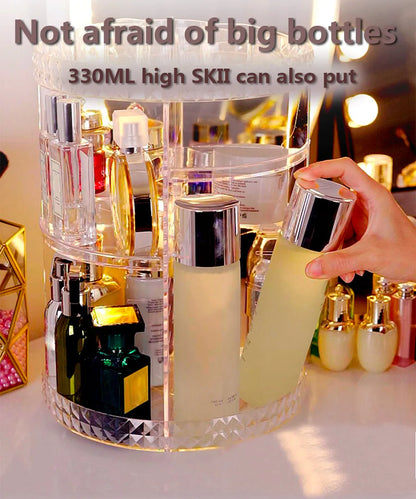 360 Degree Rotation Make Up Organizer Box Cosmetic Organizer Transparent Fashion Spin Multi-Function Detachable Acrylic