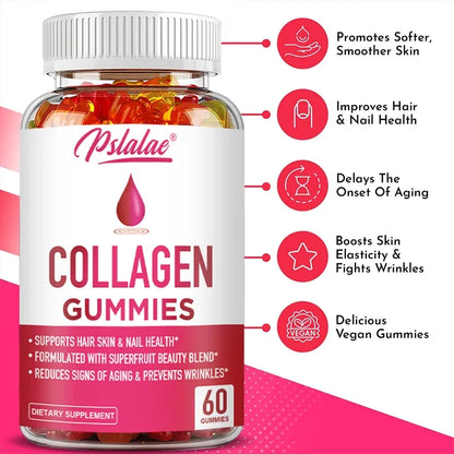 Pslalae | Collagen Gummies with Superfruit Blend | Hair, Skin, Joints, Digestion & Immune Support | 60 Gummies