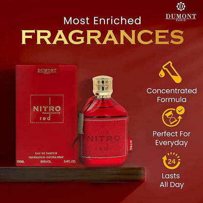 Nitro Red Dumont EDP Perfume Men Fragrance Middle Eastern Arabic Perfume Men's Perfume Women's Perfume Long-lasting