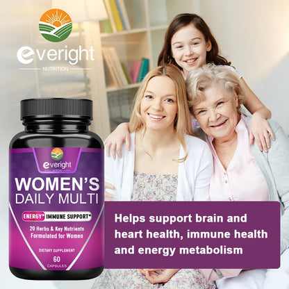 Everight | Women’s Daily Multivitamin with Biotin & Zinc | Energy & Immune Health Support