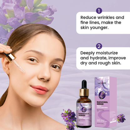 SAUVASINE Bakuchiol Face Serum | Natural Retinol Alternative | Anti-Aging, Wrinkle-Fading & Firm-Hydrating Care | 30ml
