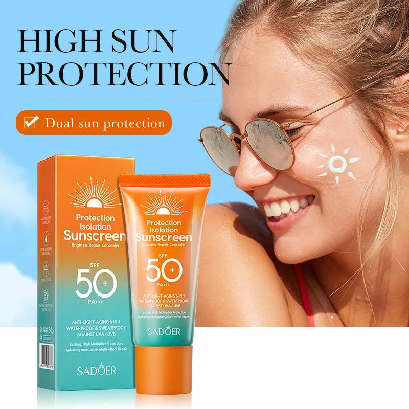 SADOER | Dual Tube, Multi-Effect Formula | SPF 50+ PA+++ Facial Sunscreen & Solar Blocker | Face Protector Skincare