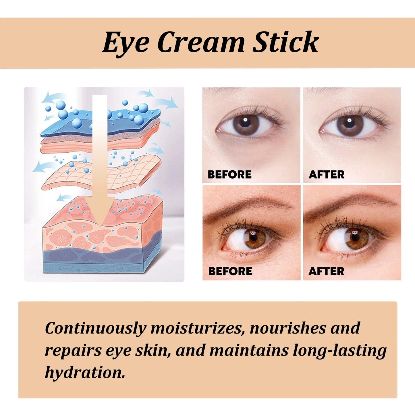 Snail & Collagen | Fine Line & Wrinkle Reduction, Dark Circle Lightening, Firming & Moisturizing | Eye Cream Stick