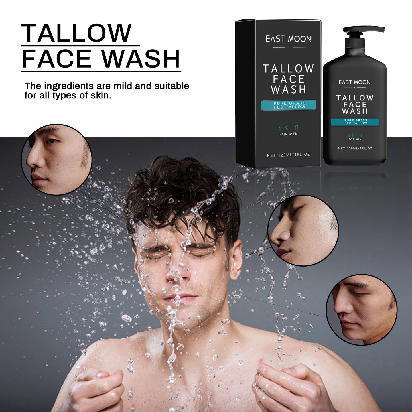 EAST MOON | Grass-Fed Tallow | Deep Cleansing & Oil Control for Men