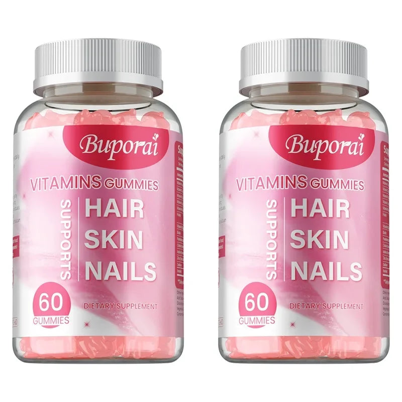 Buporai | Hair, Skin & Nails Gummies | Supports Hair Growth, Skin Care & Nail Health | 60 Gummies