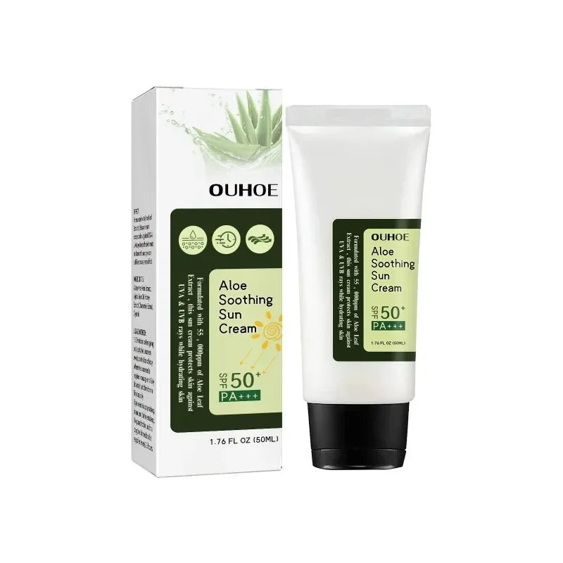 OUHOE | Aloe Leaf Extract | SPF 50+ PA+++ Sun Protection, UV Isolation, Moisturizing & Non-Greasy | 50ml