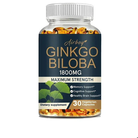Airboy | Ginkgo Biloba 1800mg | Memory, Cognitive & Brain Support | 30 Vegetarian Capsules