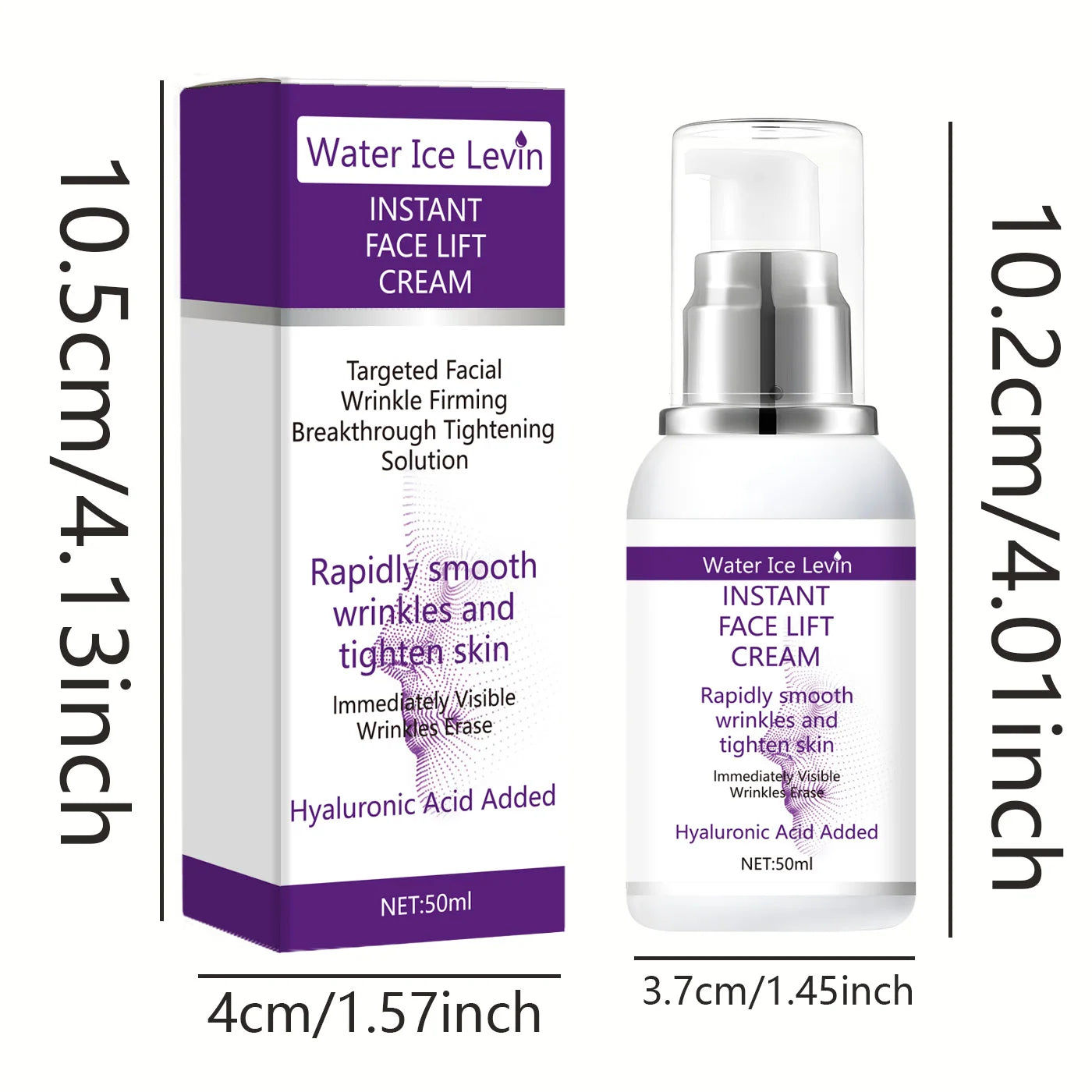 Water Ice Levin Instant Face Lift Cream | Rapid Wrinkle Smoothing & Skin Tightening | With Hyaluronic Acid | 50ml