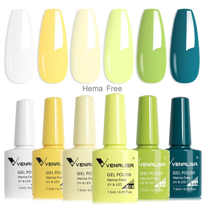 Venalisa Nail Gel Polish Kit HEMA FREE Nude Pink Color Collection Self Leveling Full Coverage Nail Manicure Set 6Pcs Kit