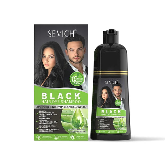 SEVICH Herbal Hair Dye Shampoo – 500ml Instant Gray Coverage, Nourishing & Quick Blackening with Plant Extracts