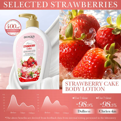 BIOAOUA Strawberry Cake Nourishing Body Lotion Niacinamide Moisturizing Brightening Repairing Refreshing Body Lotion Skin Care