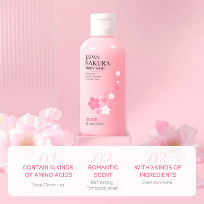 LAIKOU Sakura Shower Gel Long Moisturizing Smooth Long Lasting Fragrance Gentle Foam Body Cleansing Bath Product 100ml