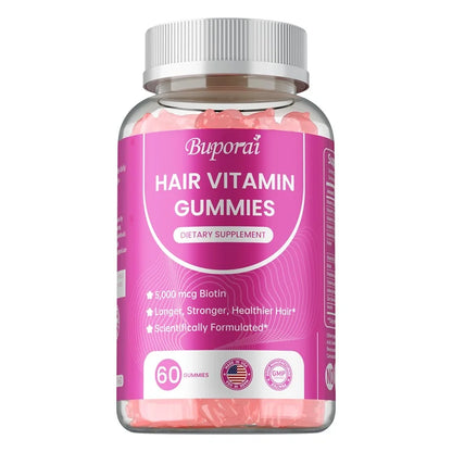 BUPORAI | Hair Vitamin Gummies | Care for Skin, Nails & Hair – Anti-Aging & Glowing Skin Support | 60 Gummies