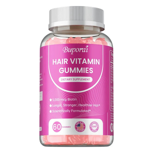 BUPORAI | Hair Vitamin Gummies | Care for Skin, Nails & Hair – Anti-Aging & Glowing Skin Support | 60 Gummies