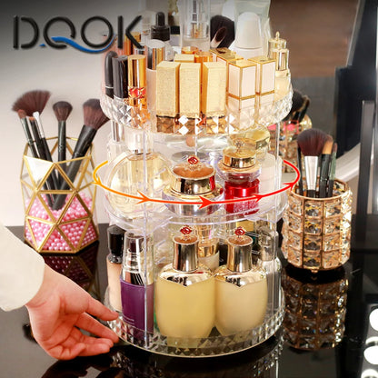 360 Degree Rotation Make Up Organizer Box Cosmetic Organizer Transparent Fashion Spin Multi-Function Detachable Acrylic
