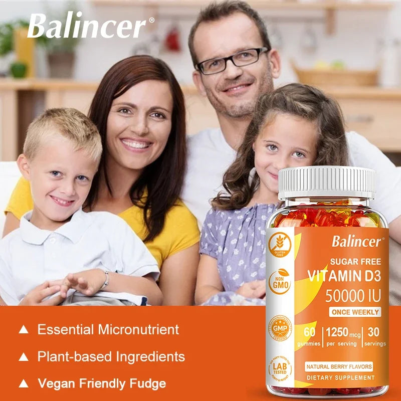 Balincer | Vitamin D3 Gummies 50,000 IU | Brain, Heart, Joint, Bone & Immune Support | 30 Gummies