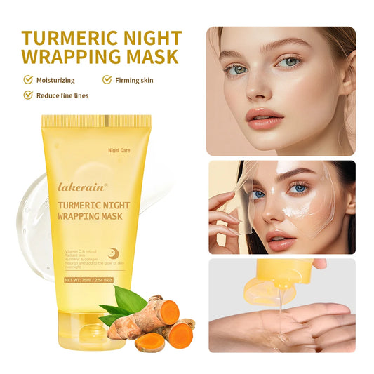 Lakerain Kojic Acid & Turmeric Night Wrapping Mask | Peel-Off Overnight Treatment with Collagen | Nourishing, Firming & Brightening | 75ml