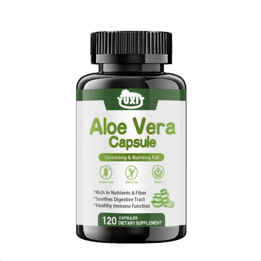 YUXIT | Aloe Vera Capsule | Slimming, Fat Burn, Gluten-Free, Vegan, Digestive & Immune Support | 120 Capsules