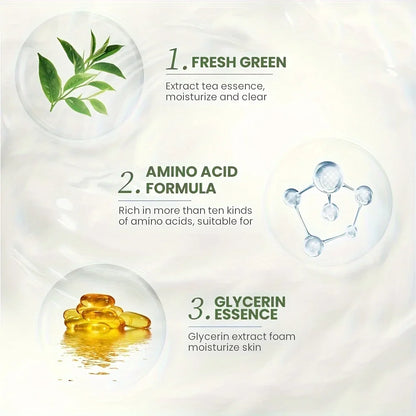 150ml Green Tea Amino Acid Cleanser Mousse - Moisturizing Hydrating  Oil Control Makeup Remover Cleansing Foam Facial Wash