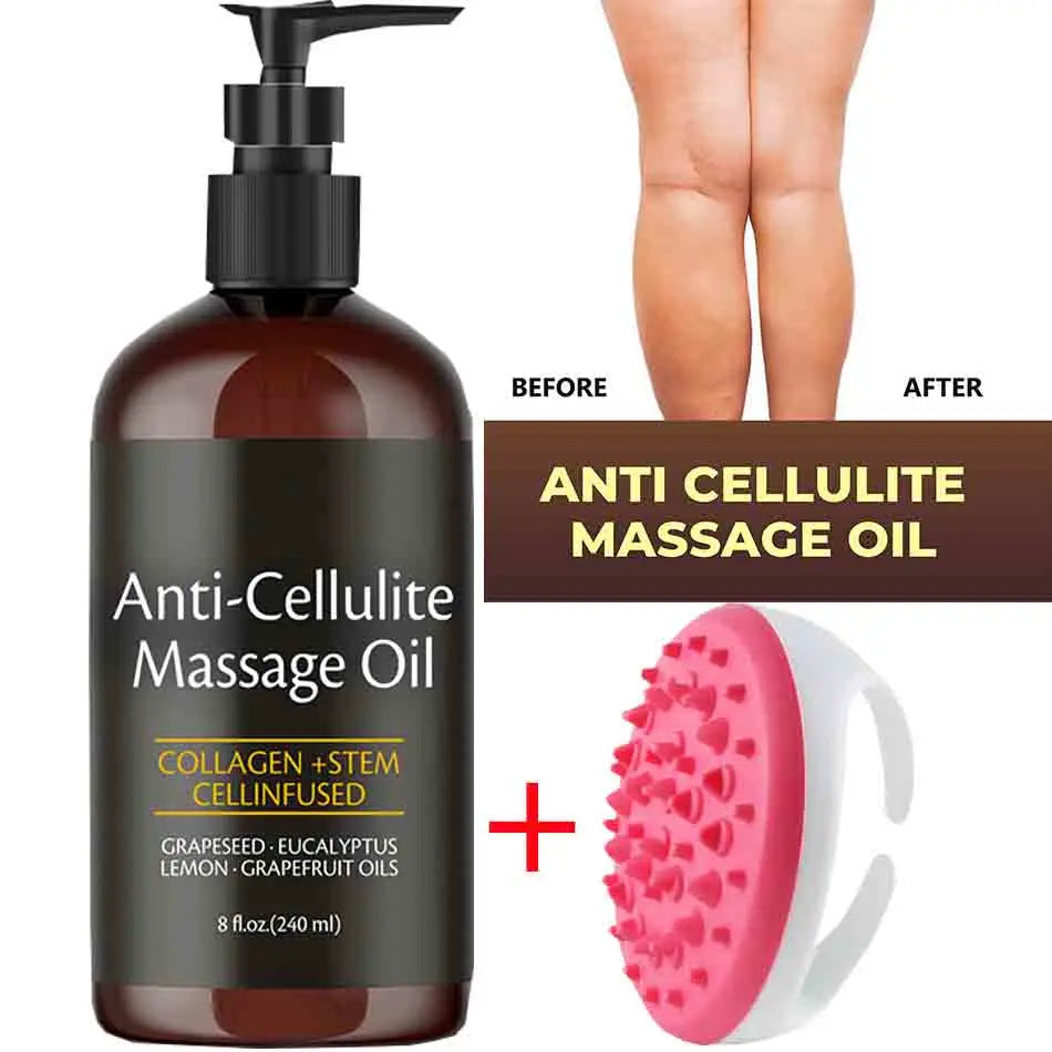 Collagen, Stem Cell, Grapeseed, Eucalyptus, Lemon, Grapefruit Oils | Anti-Cellulite, Skin Tightening, Deep Moisturizing | 240ml