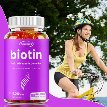 Xemenry | Premium Biotin Gummies | Healthy Hair, Skin & Nails | 60 Vegan Gummies