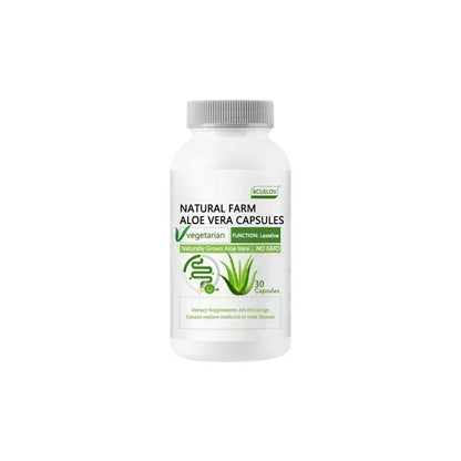 Bcuelov | Natural Farm Aloe Vera Capsules | Constipation Relief, Stomach Balance, GI Comfort | 120 Capsules