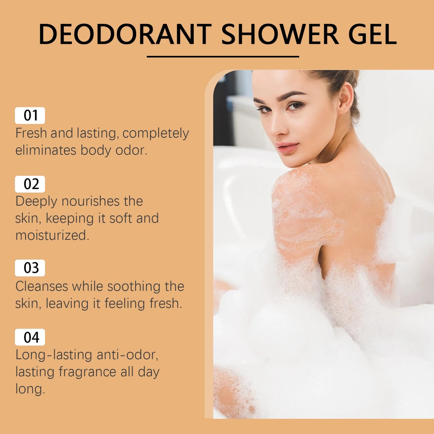 OCEAURA Persimmon Deodorizing Shower Gel Odor Remover Sweat Stains Body Cleaning Lasting Fragrance Smoothing Nourish Body Wash