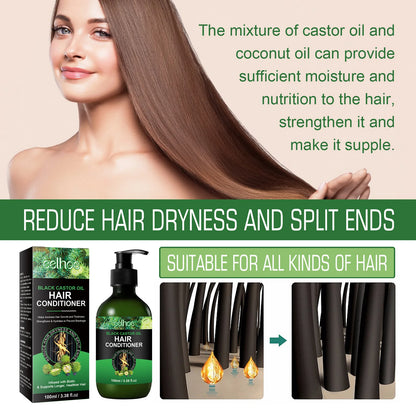 EELHOE Damaged Hair Repairing Conditioner Black Castor Oil for Silky Smoothing Hair Dry Frizzy Treatment Straighten Soft Restore
