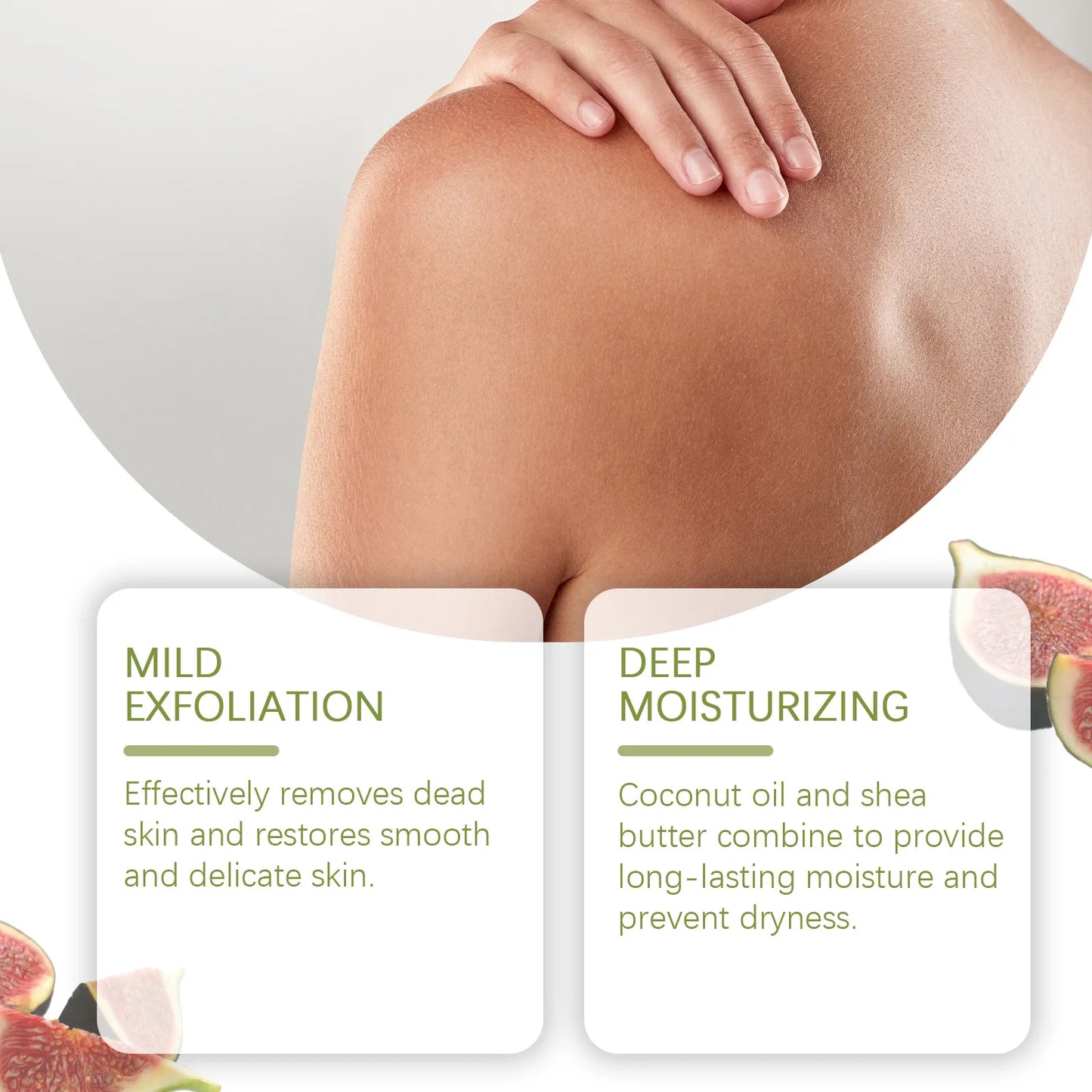 EELHOE Green Fig Sugar Scrub Body Exfoliating Dead Skin Remover Oil Control Nourishing Body Cleaning Lightening Body Scrub 120g