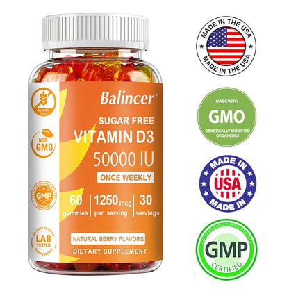 Balincer | Vitamin D3 Gummies 50,000 IU | Brain, Heart, Joint, Bone & Immune Support | 30 Gummies