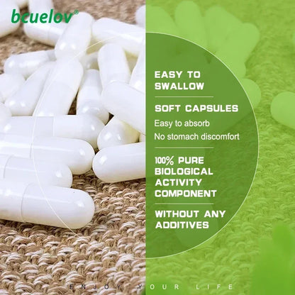Bcuelov | Aloe Vera Capsules with Pearl Powder & Ginseng | Fat Burn, Detox, Digestion, Skin & Immune Support | 120 Capsules