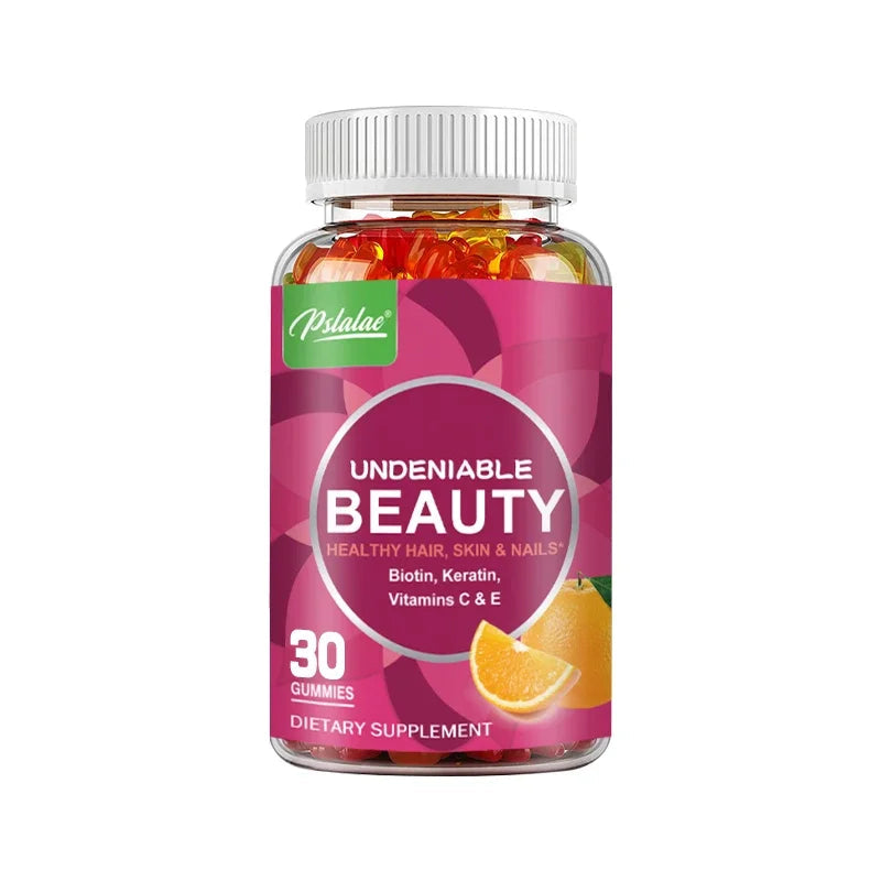 Pslalae | Beauty Gummies with Biotin & Keratin | Hair, Skin & Nails Support | 60 Gummies