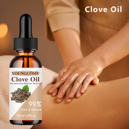 YOUNGCOME Clove Essential Oil | 99% Pure & Natural | Moisturizing, Repair & Anti-Aging | Skin, Body, Hair & Nails | 50ml