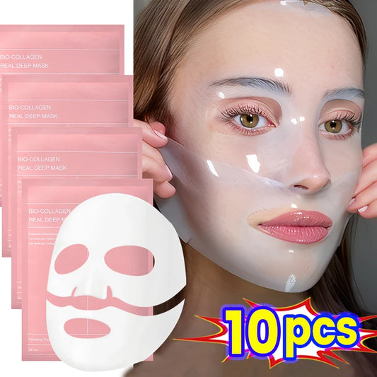 Bio Collagen Face Mask | Deep Hydration, Pore Tightening & Firming | Moisturizing, Nourishing & Brightening Skincare | 1/2/5/10pcs