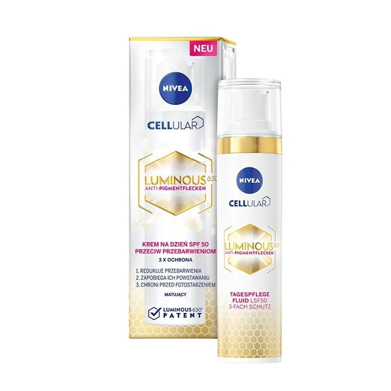 NIVEA Cellular Luminous 630° | Anti-Pigment, Whitening, UV Protection, Isolation | SPF 50 Sunblock Skin Care | 40ml