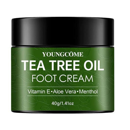 YOUNGCOME Tea Tree Foot Cream – 40g/70g Heel Repair & Moisturizing Treatment with Aloe Vera, Menthol & Vitamin E
