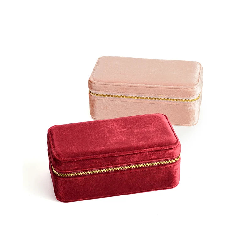 TAIMY Double Layer Velvet Jewelry Box Portable Travel Large Capacity Ring Earrings Box Minor Flaws Clearance Sale Free Shipping