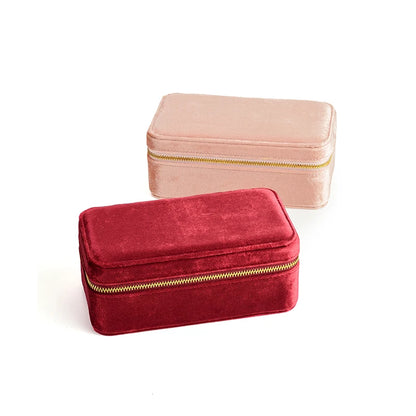 TAIMY Double Layer Velvet Jewelry Box Portable Travel Large Capacity Ring Earrings Box Minor Flaws Clearance Sale Free Shipping