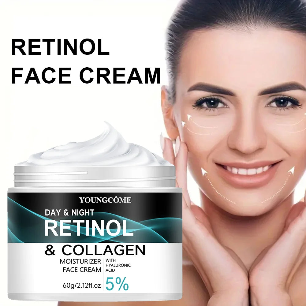 YOUNGCOME Retinol & Collagen Moisturizing Cream | With Hyaluronic Acid | Brightening, Nourishing & Skin Texture Improvement | Day & Night Use | 30g