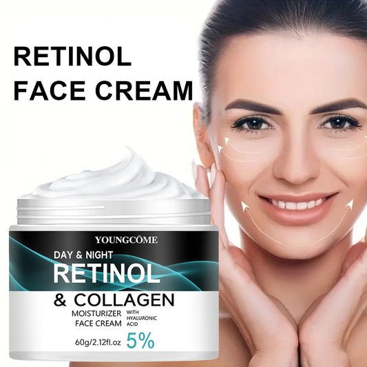 YOUNGCOME Retinol & Collagen Moisturizing Cream | With Hyaluronic Acid | Brightening, Nourishing & Skin Texture Improvement | Day & Night Use | 30g