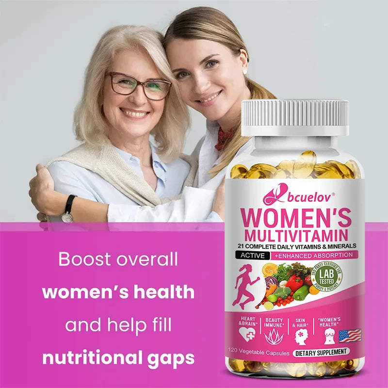 Bcuelov | Women's Multivitamin | 21 Vitamins & Minerals for Hair, Skin & Immunity