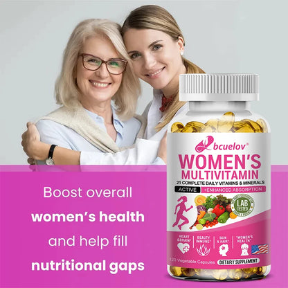 Bcuelov | Women's Multivitamin | 21 Vitamins & Minerals for Hair, Skin & Immunity