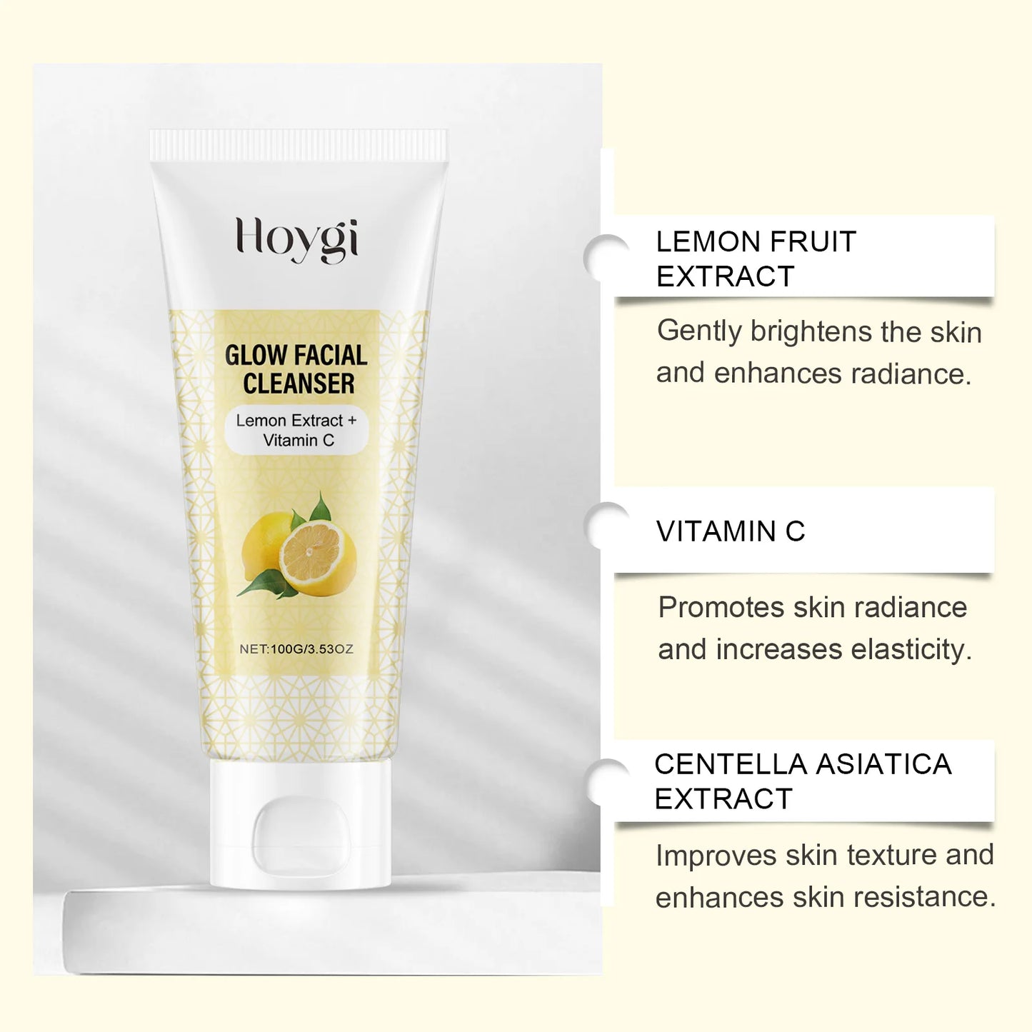 Hoygi | Lemon Extract & Vitamin C Facial Cleanser | Brightening, Moisturizing & Skin Nourishment