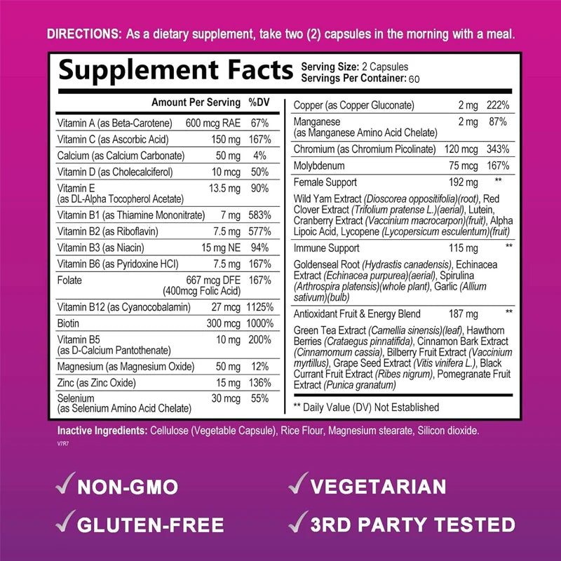 Pslalae | Women's Daily Multi | Energy & Immune Support