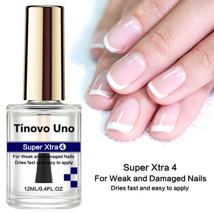 Tinovo Uno Nail Growth Pink Strengthener 3 IN 1 Normal Nail Polish Fast Dry 12ML Get Strong Repair Nail Care Hardener Manicure