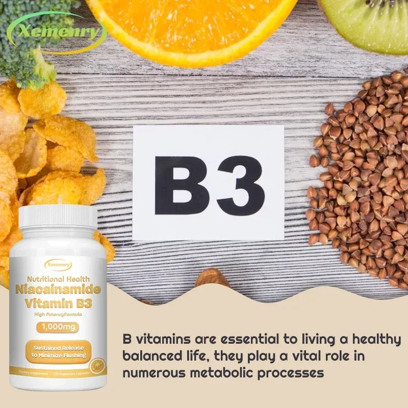 Xemenry | Niacinamide Vitamin B3 Capsules | Brain, Heart & Immunity Support