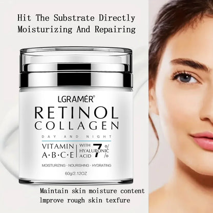 LGRAMÉR Retinol Anti-Aging Face Cream | Collagen & Hyaluronic Acid | Moisturizing, Wrinkle Removal & Skin Nourishment | Day & Night Use | 60ml