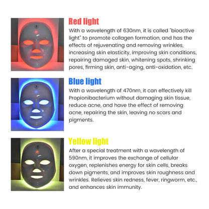 7 Colors Photon Facial LED Mask Red Light Therapy Anti Aging Face Neck Beauty Mask Relaxation Treatment Anti-Wrinkle Skin Care