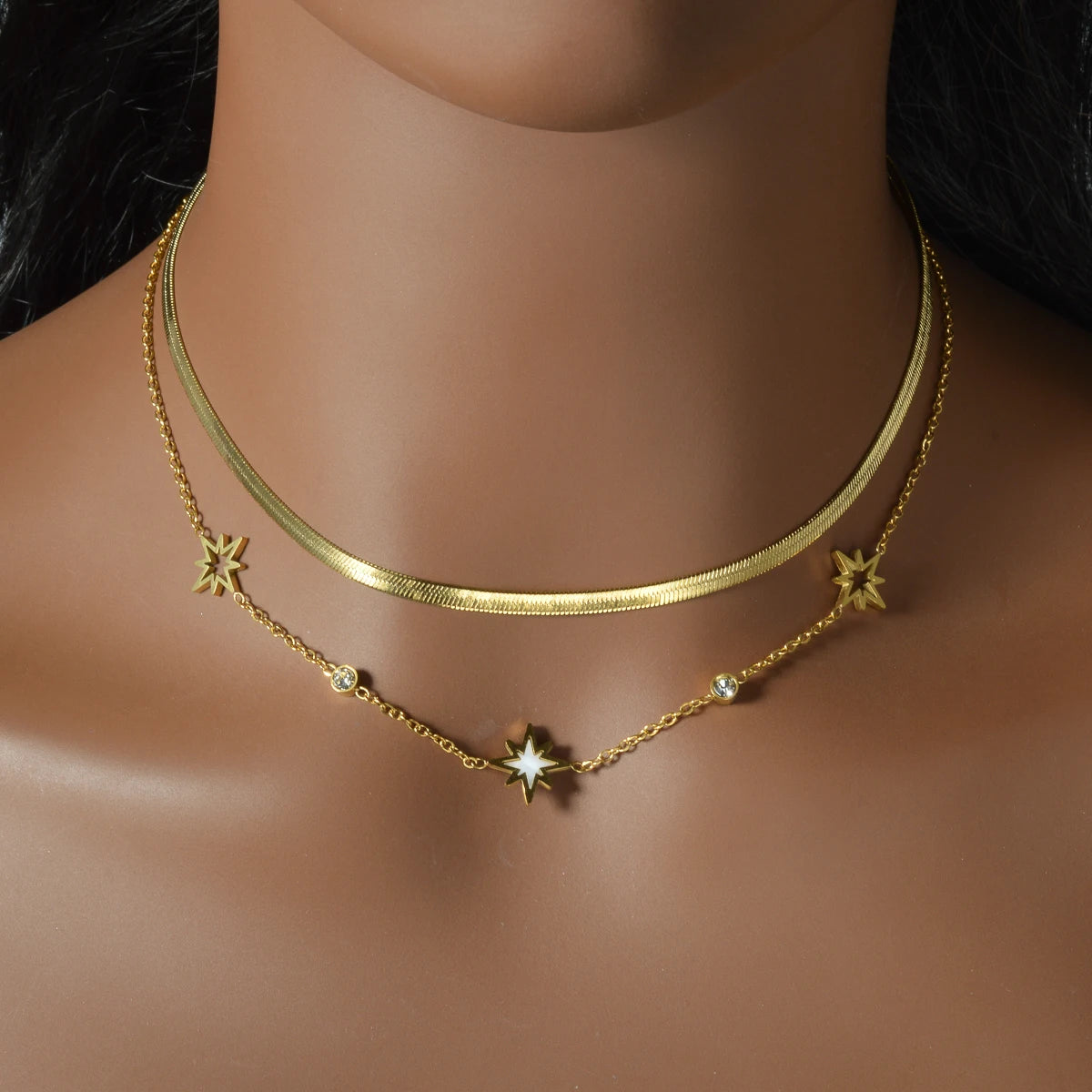 Fashion Gold Plated Layered Necklace Trendy Thin Chain Pendant Dainty Stackable Jewelry Gift for Women Birthday Valentine