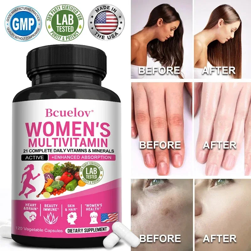 Bcuelov | Women's Multivitamin with Biotin | Hair, Skin, Joint, Brain & Immune Support